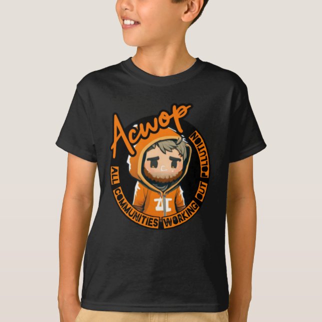 Camiseta para niños Acwop Negro/Naranja (Anverso)