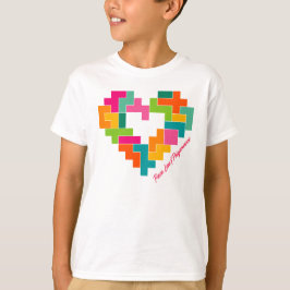 Camiseta para niños, amor y poligominoes