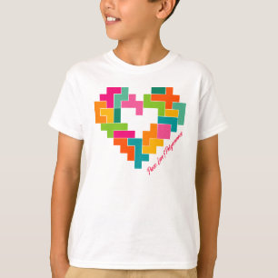 Camiseta para niños, amor y poligominoes