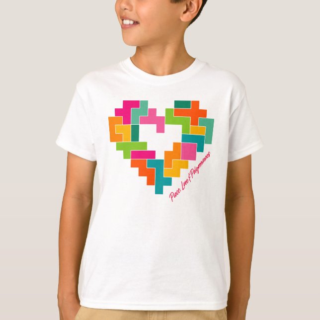 Camiseta para niños, amor y poligominoes (Anverso)