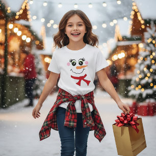 Camiseta para niños con cara de muñeco de nieve co