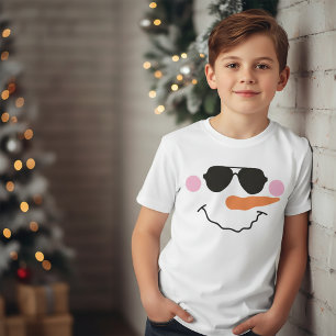 Camiseta para niños con cara de muñeco de nieve co