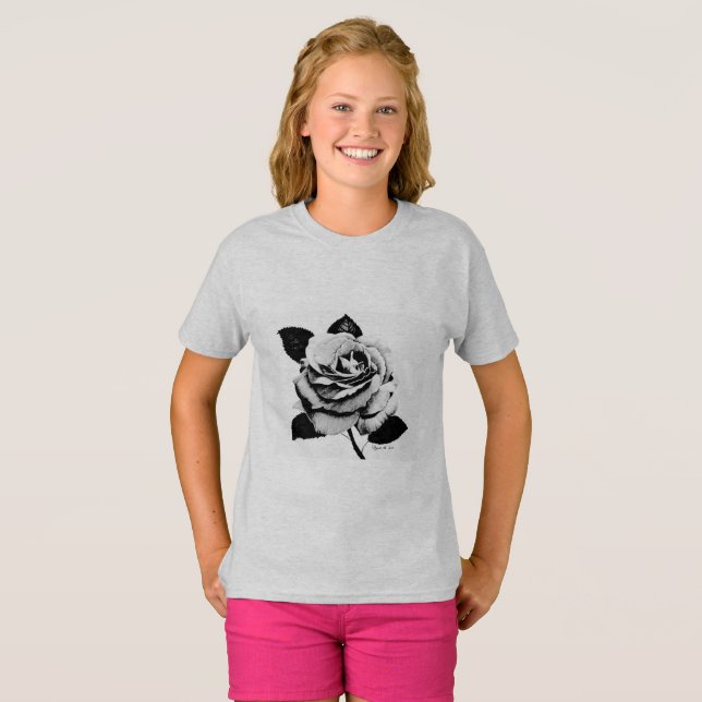 Camiseta para niños con grabado Rosa (Anverso completo)