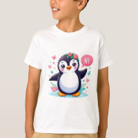 Camiseta para niños con imprenta pingüina