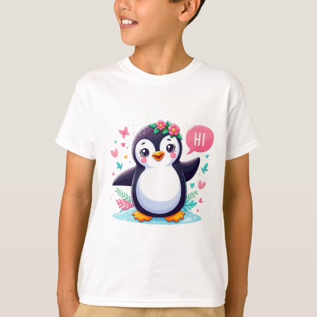 Camiseta para niños con imprenta pingüina (Anverso)