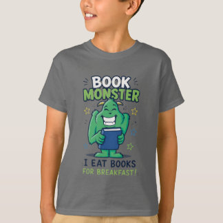 Camiseta para niños con monstruo de libro lindo le