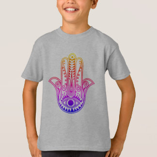 Camiseta para niños con neón Hamsa Hand con mal oj