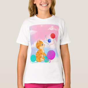 camiseta para niños con nubes blancas rosa, azul,