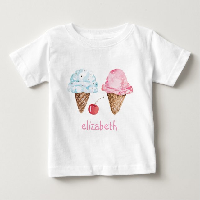 CAMISETA PARA NIÑOS : CREMAS DE HIELO + NOMBRE (Anverso)