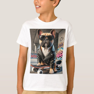 Camiseta para niños de Bulldog de patinaje de Guay
