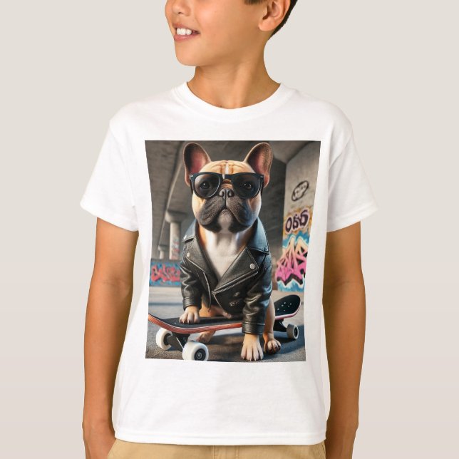 Camiseta para niños de Bulldog de patinaje de Guay (Anverso)