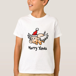 Camiseta para niños de cerdo de Navidades voladore