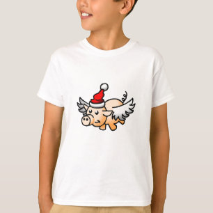 Camiseta para niños de cerdo de Navidades voladore