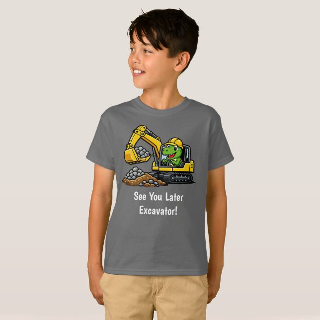 Camiseta para niños de construcción con excavadora (Anverso completo)