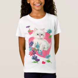 Camiseta para niños de corazón y gato