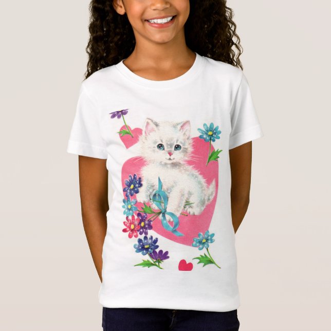 Camiseta para niños de corazón y gato (Anverso)