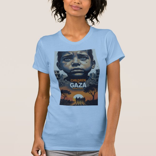 Camiseta para niños de Gaza: hambre y asedio (Anverso)