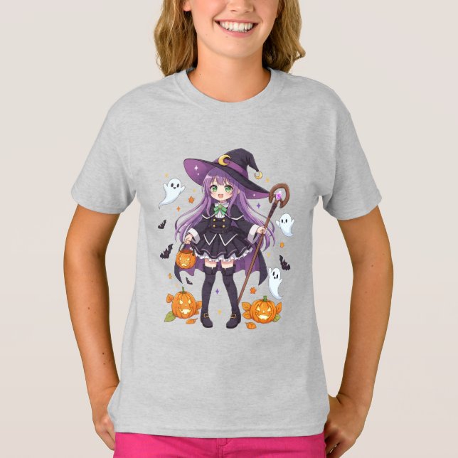 Camiseta para niños de Halloween, Chica de brujas  (Anverso)