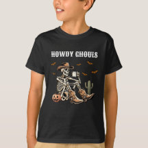 Camiseta para niños de Howdy Ghouls Cowboy Skeleto