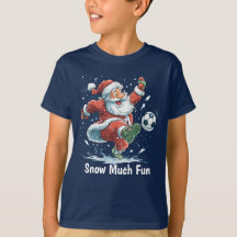 Camiseta para niños de Papá Noel jugando fútbol en