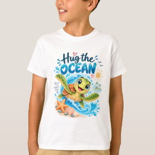 Camiseta para niños de Tortuga Marina Abraza el Oc