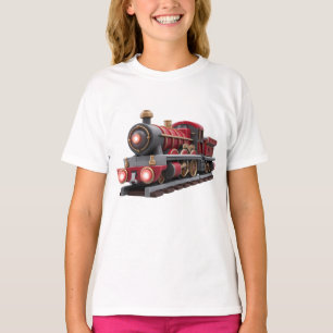 Camiseta para niños de tren de vapor rojo clásico