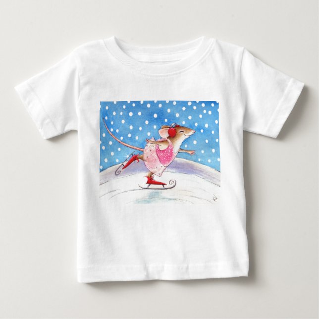 Camiseta para niños del ratón sobre patinaje (Anverso)