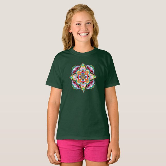 Camiseta para niños del Tigre Dragón Mandala (Anverso completo)