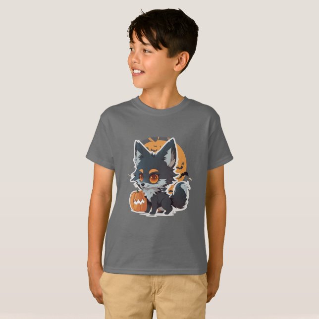 Camiseta para niños Halloween 2026 - Diseño animal (Anverso completo)