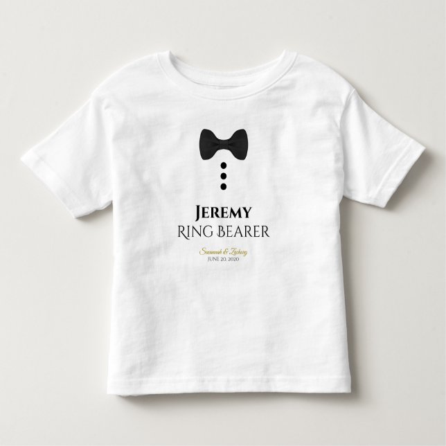Camiseta para niños pequeños Boda de corbata negra (Anverso)