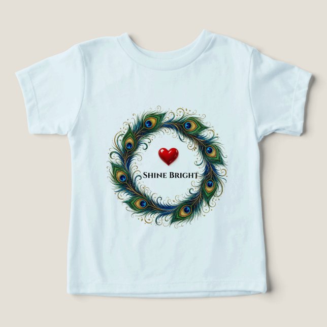 Camiseta para niños pequeños con círculo de plumas (Diseño delantero )