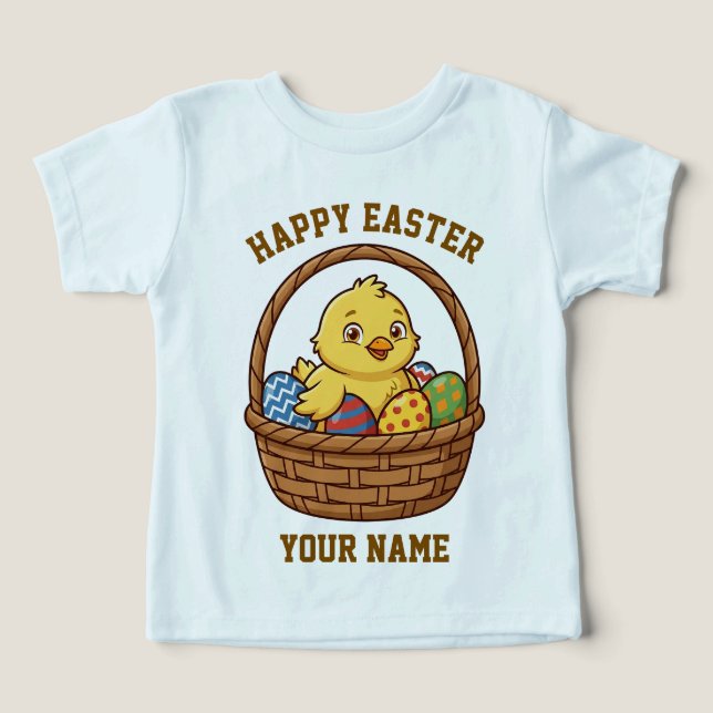 Camiseta para niños pequeños Easter Chick | Nombre (Diseño delantero )