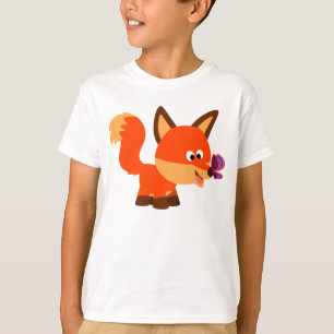 Camiseta Para Niños Personalizado Fox Y Butterfly