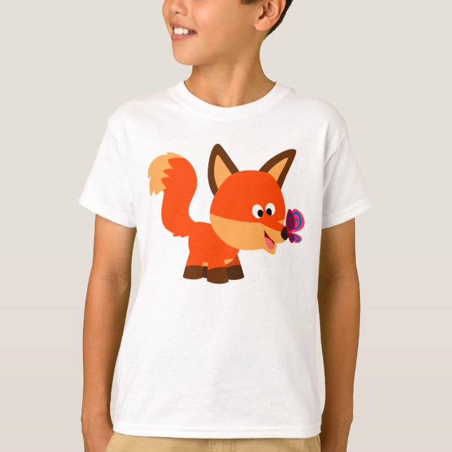 Camiseta Para Niños Personalizado Fox Y Butterfly (Anverso)