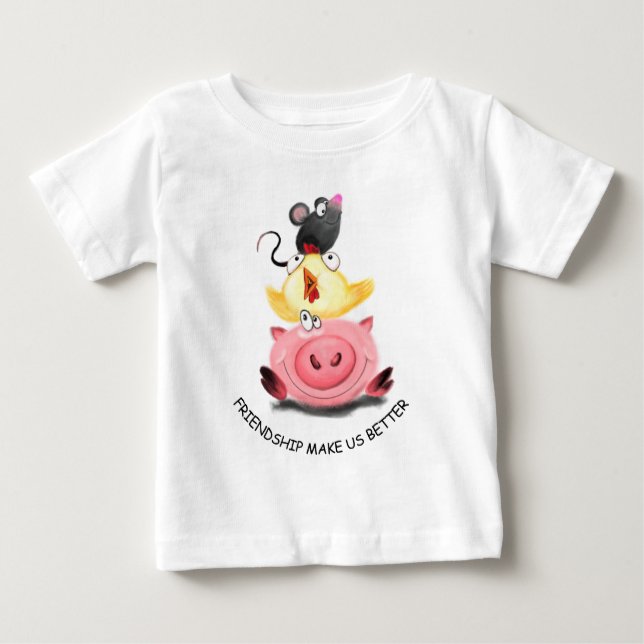 Camiseta para niños, pollos y ratones con texto (Anverso)