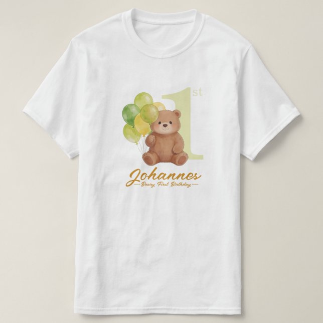 Camiseta para padres de cumpleaños Beary primero (Diseño del anverso)
