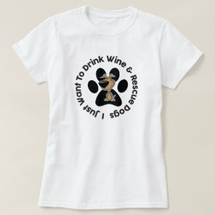 Camiseta para perros de vino y rescate