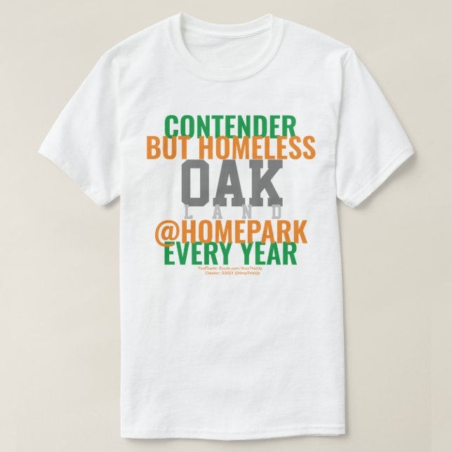 Camiseta para personas sin hogar Oakland Baseball/ (Diseño del anverso)