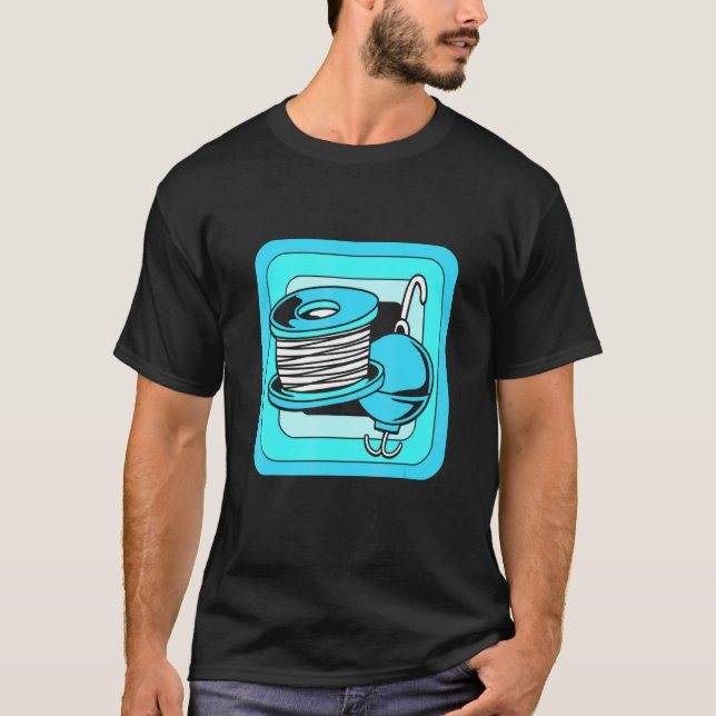 Camiseta Para pescadores y carrete de pesca (Anverso)