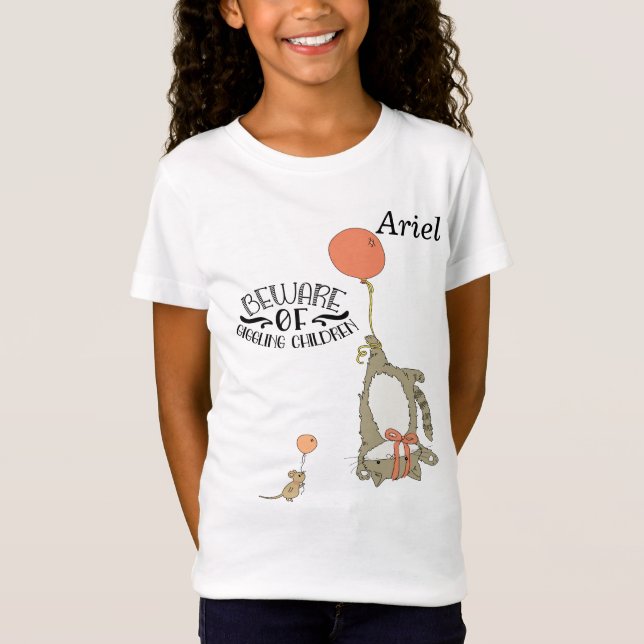 Camiseta para un joven Chica con un ratón y un gat (Anverso)