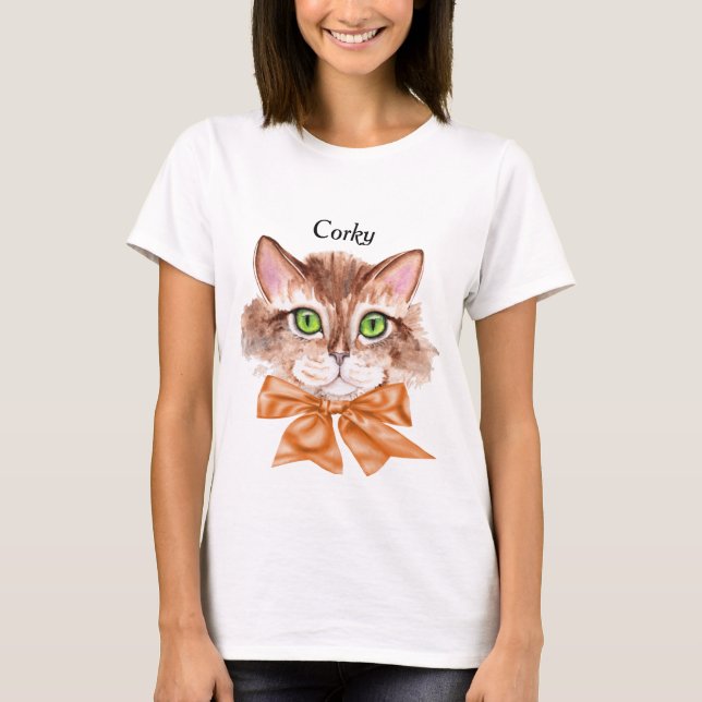 Camiseta para una mujer con cara de gato (Anverso)