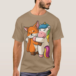 Camiseta Para Y Unicorn Abrazando A Los Animales Kawaii