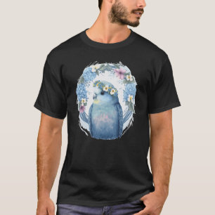 Camiseta Paracaídas azul lindo Budgie Bird Flor Crown Masco