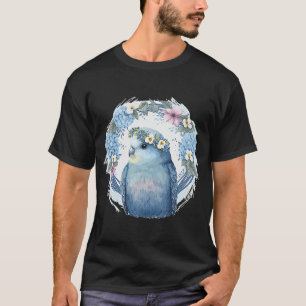 Camiseta Paracaídas azul lindo Budgie Bird Flor Crown Masco