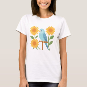 Camiseta Paracaídas Azul lindo Sunflowers Floral Bird Lover