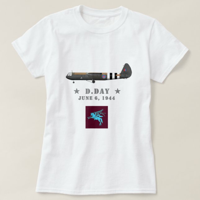 Camiseta Paracaídas de la 6ª Horsa Airada Británica WW2 D D (Diseño del anverso)