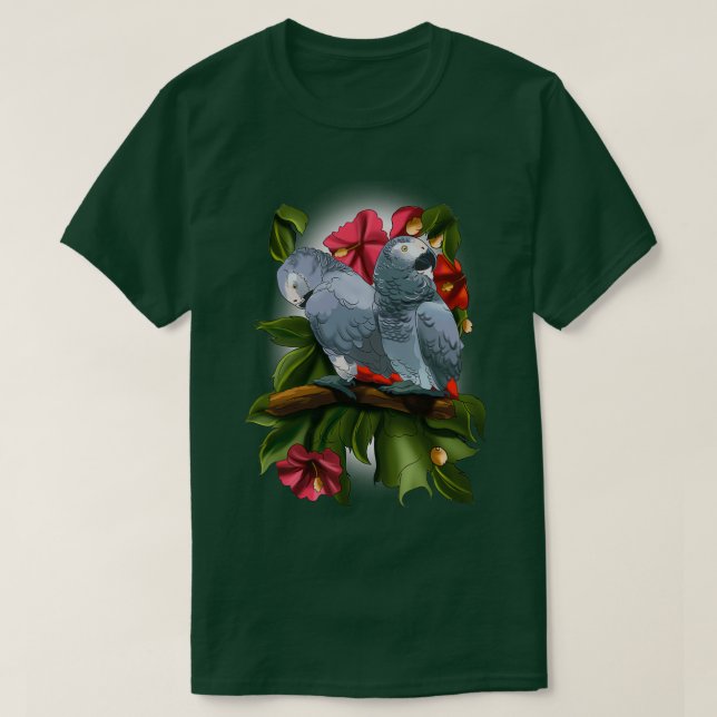 Camiseta Paracaídas de loro gris africano 1 (Diseño del anverso)