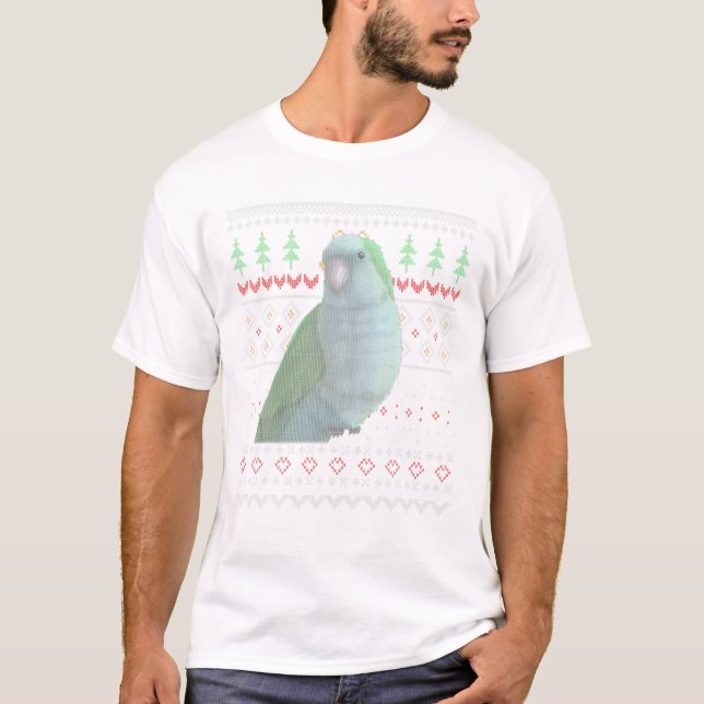 Camiseta Paracaídas Monje Azul Patrón de Navidades feos X-M (Anverso)