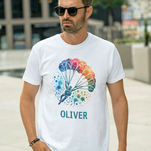 Camiseta Paracaidista Personalizado Acuarela Colorida