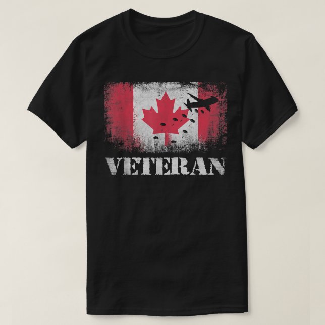 Camiseta Paracaidista Veterano Canadá Bandera Aérea (Diseño del anverso)